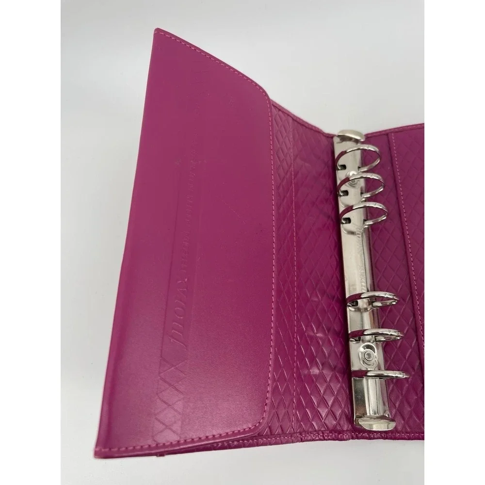 Filofax Personal Adelphi Deluxe Pink Leather Planner Organizer Binder Snap